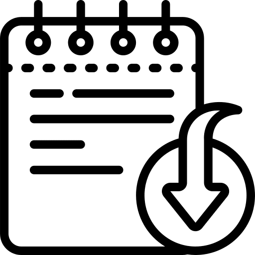 Notepad down arrow documents notepad icon