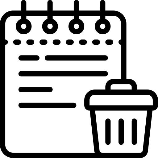 Trash can delete notepad files and folders icon