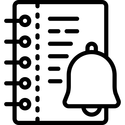 Bell file notification bell clipboard icon