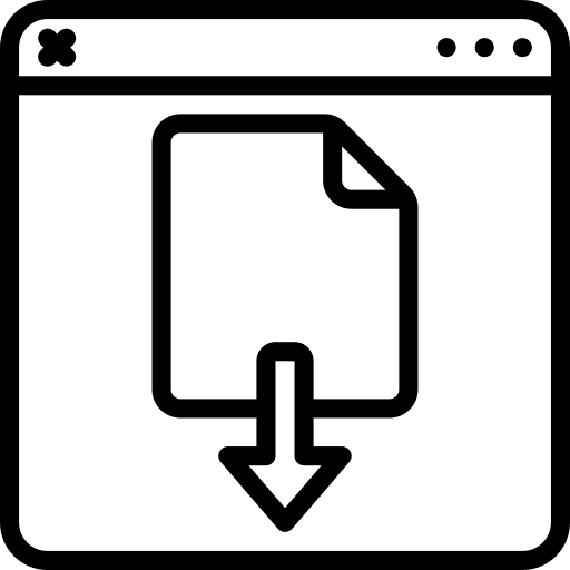 Web browser down arrow note download icon