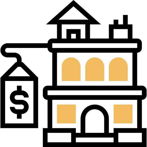 Apartment house dollar price icon Apartment house dollar price icon