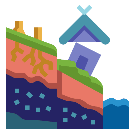 Landslide rocks ecology and environment security icon Landslide rocks ecology and environment security icon