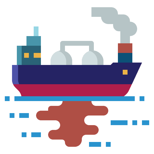 Oil tanker ship spill water pollution icon Oil tanker ship spill water pollution icon