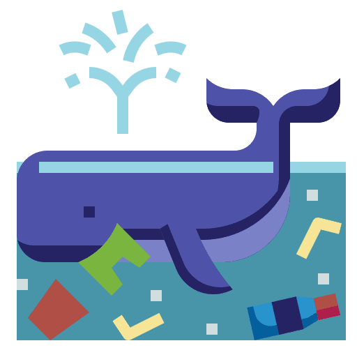 Garbage pollution ocean fish icon Garbage pollution ocean fish icon
