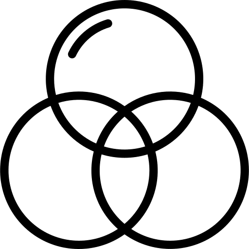 Colour print cmyk venn diagram icon