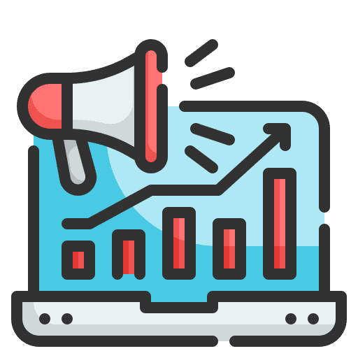 Laptop business megaphone investment icon