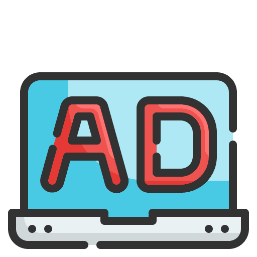 Laptop online marketing screen announcement icon