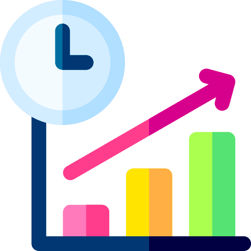 Time to market business and finance efficiency increase icon