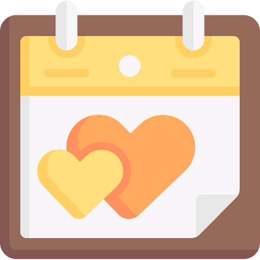 Love heart calendar time and date icon Love heart calendar time and date icon