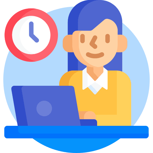 Employee female working woman laptop icon
