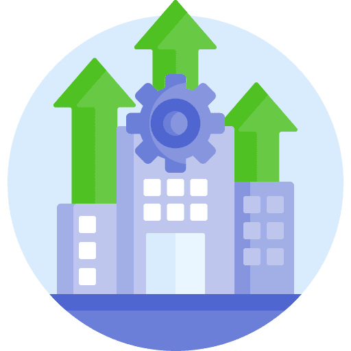 Development up arrows business and finance buildings icon Development up arrows business and finance buildings icon