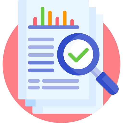 Document business and finance research magnifying glass icon Document business and finance research magnifying glass icon