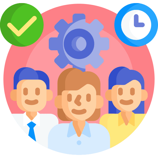 Teamwork check business and finance gear icon Teamwork check business and finance gear icon