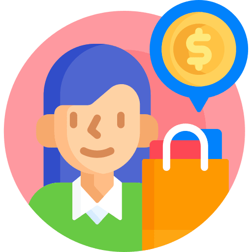 Customer woman shopping bags business and finance icon Customer woman shopping bags business and finance icon