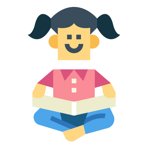Reading girl reading book icon
