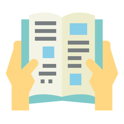 Reading hands book learning icon Reading hands book learning icon