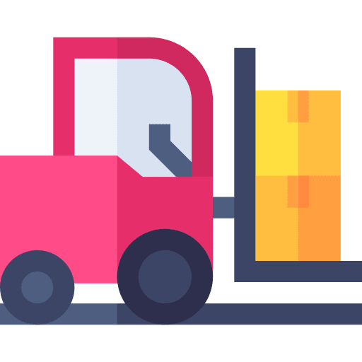 Forklift construction and tools shipping and delivery industry icon