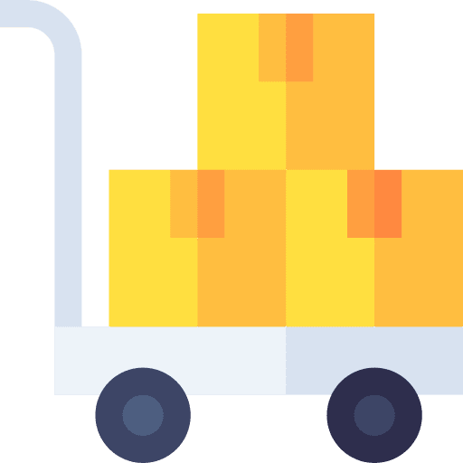 Trolley box shipping items icon