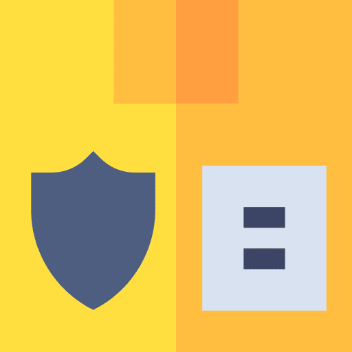 Box shipping and delivery protection shield icon