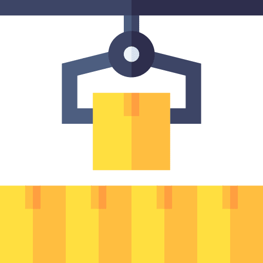 Conveyor factory cardboard box icon