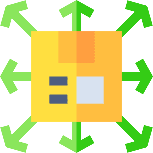 Distribution home delivery transport box icon