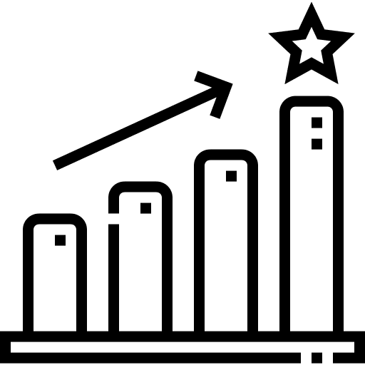 Promotion development growth line bars icon
