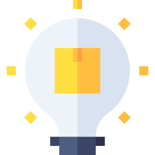 Shipping box design process light bulb icon