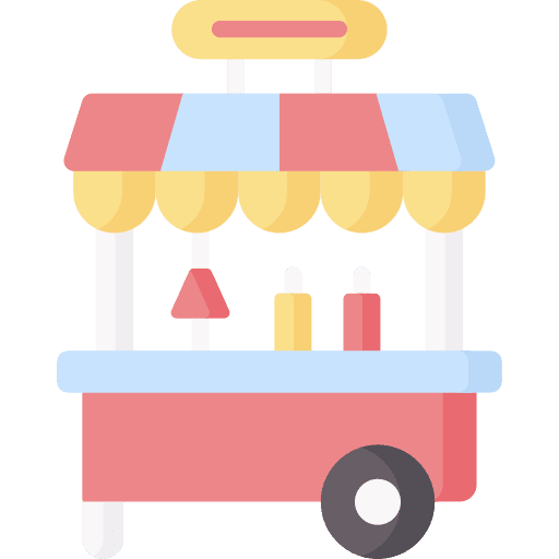 Food cart stand food and restaurant food stall icon