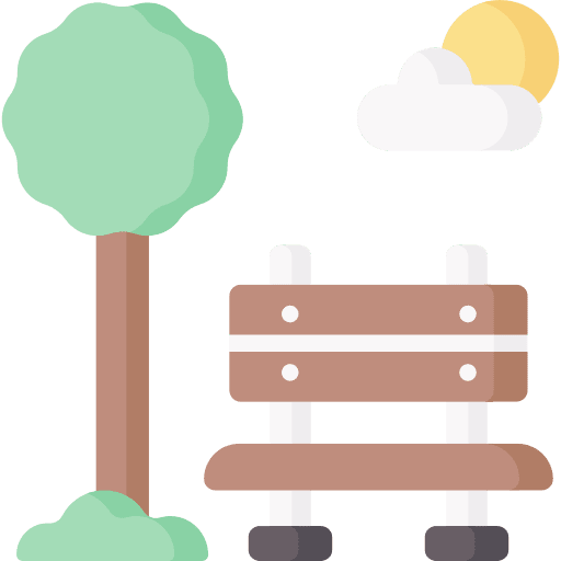 Park bench leisure relax icon