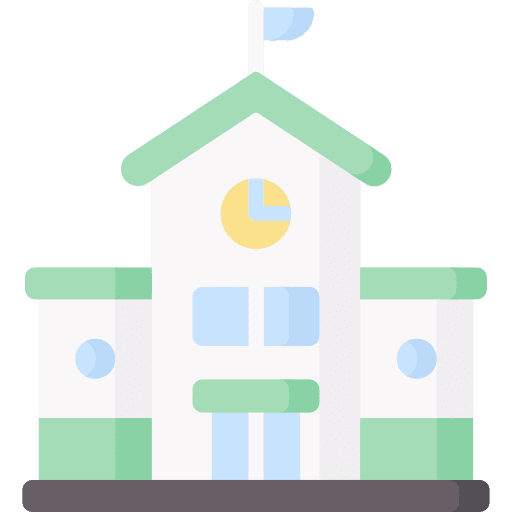 School architecture and city academic college icon