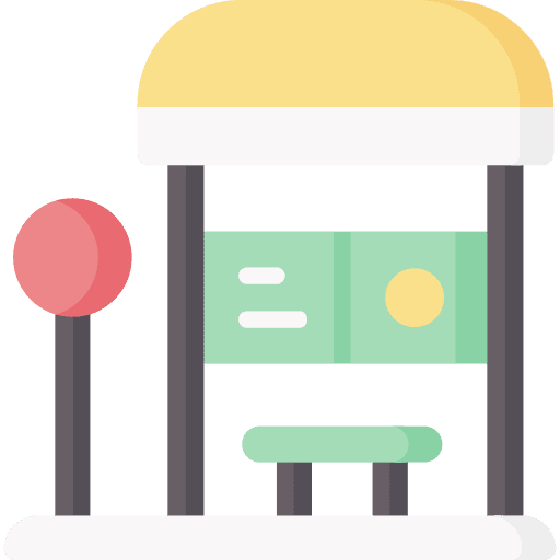 Bus stop public transport architecture and city travel icon