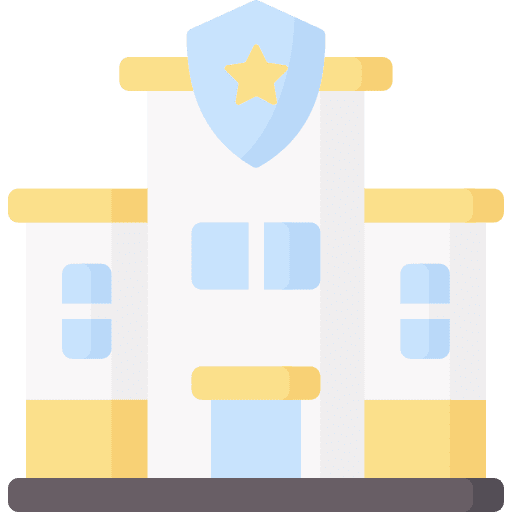 Police station architecture and city urban cityscape icon