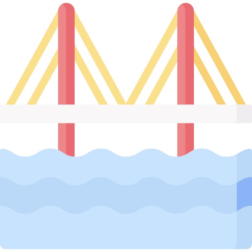 Bridge architecture and city river building icon