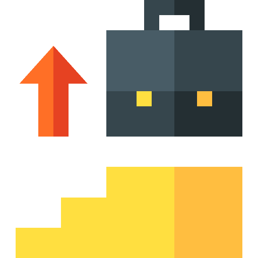 Career promotion suitcase development arrow up icon