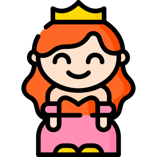Princess kid and baby dress kid icon