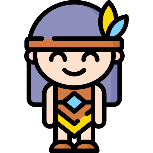 Native indian girl kid costume icon Native indian girl kid costume icon