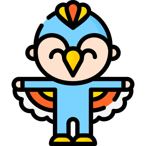 Bird costume bow kid and baby icon Bird costume bow kid and baby icon