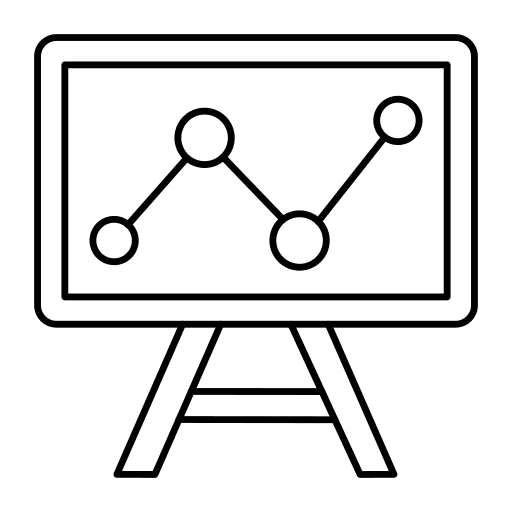 Line graph statistics board business and finance icon