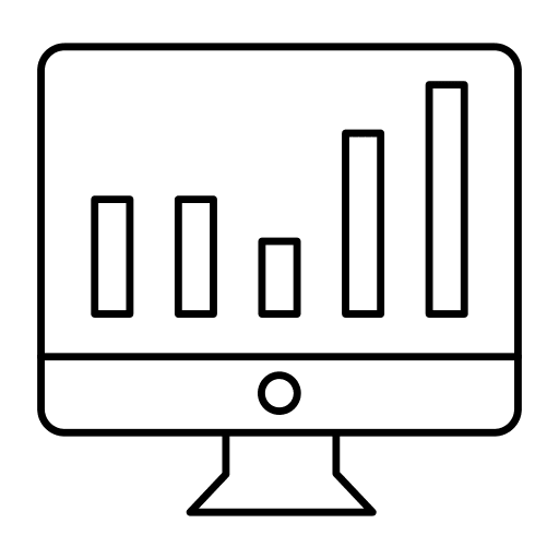 Monitor screen bar chart analysis icon