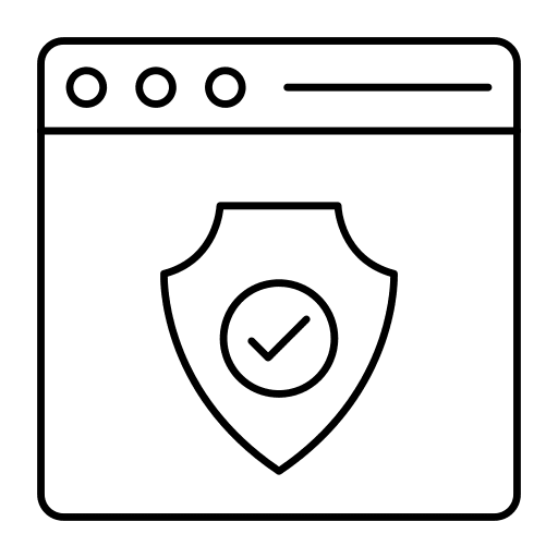 Web browser data protection interface shield icon