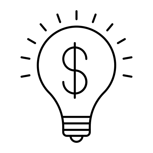 Idea light bulb money idea icon