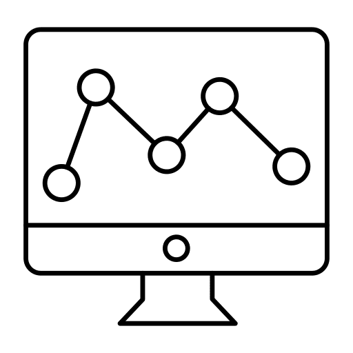Line graph screen business and finance analysis icon