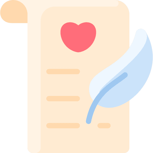 Letter heart romantic poem icon