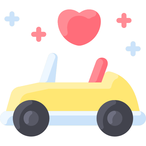 Wedding car love and romance heart transport icon