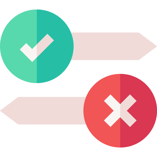 Decision wrong check direction icon Decision wrong check direction icon