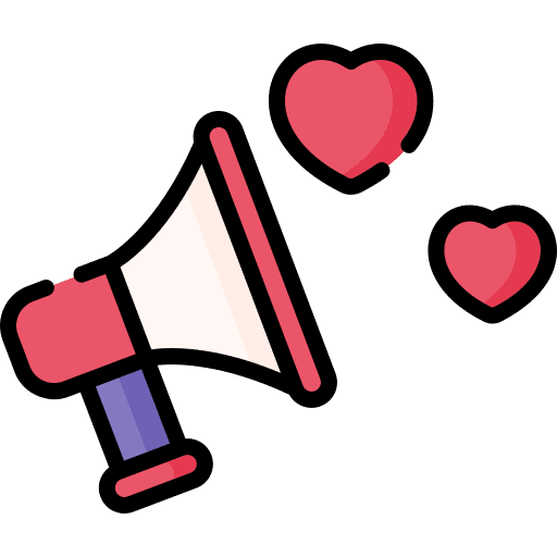 Megaphone speaker advertising heart icon Megaphone speaker advertising heart icon