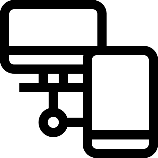 Linked smartphone networking monitor icon Linked smartphone networking monitor icon