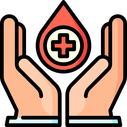 Blood donation care health hands icon