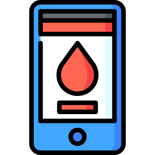 App smartphone blood drop mobile application icon App smartphone blood drop mobile application icon