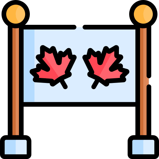 Banner flags country maple leaf icon